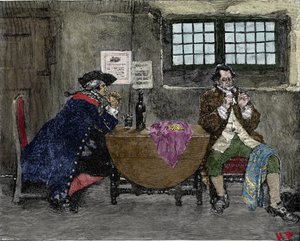 Hackeren Henry Every (John Avery, Long Ben, Benjamin Bridgeman) (? -1695) sælger smykker fundet under fjendens angreb Illustration af Howard Pyle (1853-1911) af American School