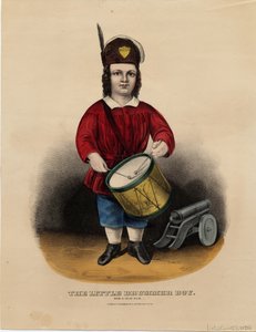 Den lille trommeslager dreng: rub-a-dub-dub, pub. af Currier & Ives, ca. 1860 af American School