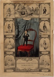 Den originale General Tom Thumb: den mindste mand i live, pub. af Currier & Ives, 1860 af American School