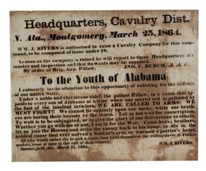 Til Youth of Alabama: Vi kalder til våben! (rekruttering bredside), 25. marts 1864 af American School