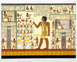 Grav 24, gravkammer nr. 2a, fra Gizeh, bind II, plade XIV fra, bind 2 Ancient Egypt af Samuel Augustus Binion, udgivet 1887 (tonet chromolitho)