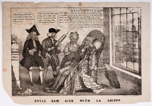 Onkel Sam Sick med La Grippe, 1837 af American School