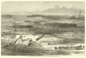 Union and Confederate arbejder sydvest for Petersborg, fra signalstationen, marts 1865 af American School
