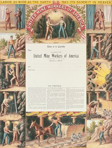 United Mine Workers Certificate, 1890 af American School