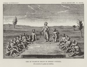 Brug af Wampum bælter i Indian Council af American School