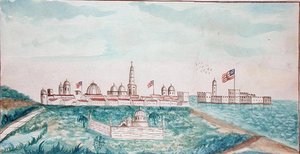 Vera Cruz, Slot og kirkegård (akvarel på papir) af American School