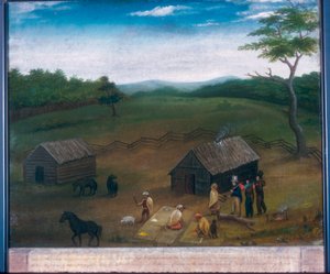 Udsigt i Elkhart County, Indiana (olie på lærred) af American School