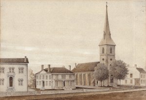 Udsigt over Petersburg, Virginia (akvarel på papir) af American School
