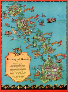 Vintage turistkort over Hawaii af American School