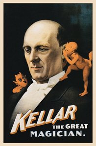 Vintageplakat af mand med hviskende djævle af American School