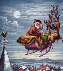 Besøg af St. Nicholas, illustration fra tante Louisas store billedserie, New York 1871 af American School
