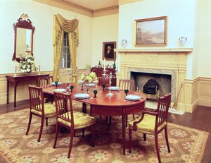 White Hall Dining Room, nær Charleston South Carolina, 1818 af American School