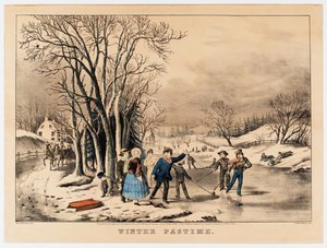 Vinterbeskæftigelse, ca. 1800-10 (farvelitografi) af American School