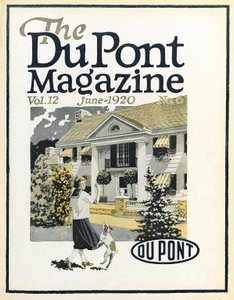 Kvinde og hund, forside af DuPont Magazine, juni 1920 af American School