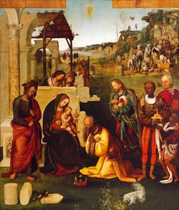 Tilbedelse af magi, af Amico Aspertini (1475-1552)
