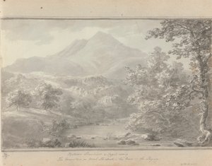 Udsigt i England, Skotland og Wales: Mellem Llanrwst og Capel Cerrig er bjerget Moel Shiabod, floden er Lligwy af Amos Green