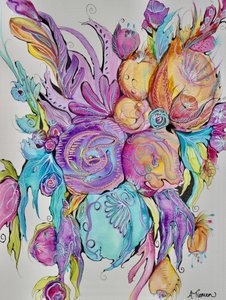 Farverige fantasiblomster af Amy Tieman