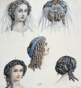 Frisure af en brud og andre, ca.1853