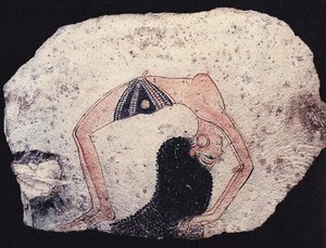 Ostracon med dansende pige, ca 1200 f.Kr