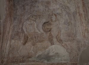 Kampscene i Hippodrom, 11. århundrede af Ancient Russian frescos