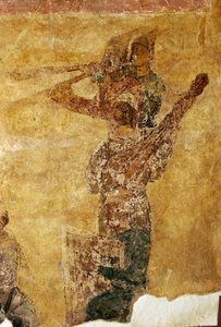 Musikere og akrobater detaljer af Ancient Russian frescos