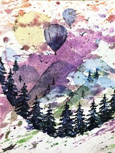 Farverige balloner i bjergene