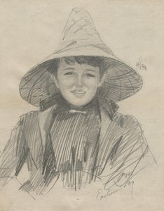 Ada Lymon kvinde i en stor hat, 1887. af Anders Leonard Zorn