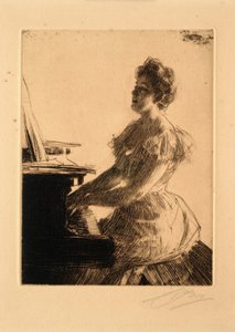 Ved klaveret (frøken Anna Burnett) af Anders Leonard Zorn