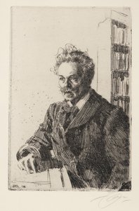 August Strindberg (1849-1912) - Zorn, Anders Leonard (1860-1920) - 1910 - Radering - 29,8x19,8 - Privat samling af Anders Leonard Zorn