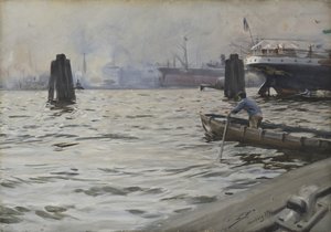 Hamborgs havn, 1891 (wc på papir) af Anders Leonard Zorn