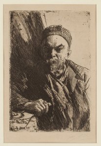 Portræt af digteren Paul Verlaine (1844-1896) - Zorn, Anders Leonard (1860-1920) - 1895 - Radering - 23,7x16 - Privat samling af Anders Leonard Zorn