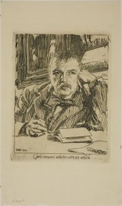 Selvportræt med inskription af Anders Leonard Zorn