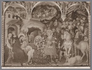 Fotoreproduktion af maleriet Adoration of the Magi af Gentile da Fabriano Firenze, Adorazione dei Magi (Gentile da Fabriano) Gall. Antica e Mod. (titel på objekt) af Anderson (firma)