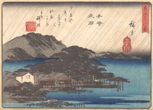Aftenregn ved Karasaki Pine Tree, ca. 1834-35.