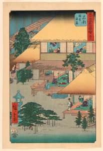 Ishibe:Guests at the Inn (Isibe, ryosha tomarikyaku) fra serien 53 Stations of the Tokaido af Ando Hiroshige