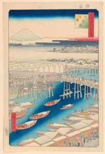 Nihonbashi, klart vejr efter show (Nihon-bashi, yuki-bare) Fra serien One Hundred Berømte udsigter over Edo af Ando Hiroshige