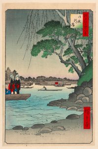 Omnaya Riverbank (Omnya-Gashi) Fra Series One Hundred Berømte udsigter over Edo af Ando Hiroshige