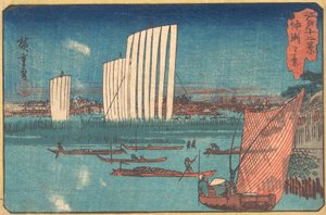 Sejlbåde, fra serien Twelve Views of Edo, 1800-tallet. af Ando Hiroshige