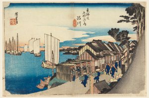 Shinagawa S tachi lyd, Sunrise, medlem te fifty - Tre S tachi lyde af te urbane lavere d af Ando Hiroshige