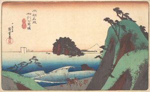 Uraffineret sake, Shichiri er stranden, er det? 1830. , myg. 1830. af Ando Hiroshige