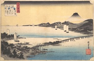 Sunset Glow at Seta Seta sekisho, fra serien Eight Views of Omi Province Omi ha..., 1834-35. af Ando Hiroshige
