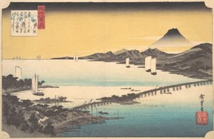 Solnedgang ved Seta, ca. 1832., ca. 1832. af Ando Hiroshige