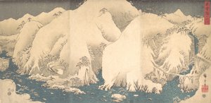 Kiso-bjergene i sne, dateret 8. måned af Snak..., dateret 8. måned af Snake-året, 1857. af Ando Hiroshige