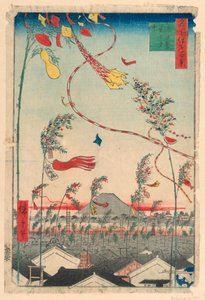 By velstående med Tanabata Festival (Shichu han-ei, Tanabata matsuri) Fra serien Et hundrede udsigter over Edo af Ando Hiroshige
