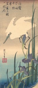 White Heron og Iris. af Ando Hiroshige