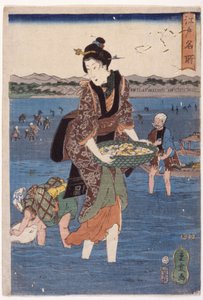 (Stor vadende kvindefigur) af Ando or Utagawa Hiroshige