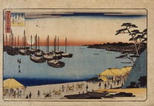 (Sejlbåde i havnen) af Ando or Utagawa Hiroshige