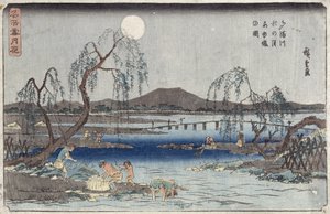 Catching Fish by Moonlight on Tama River, fra serien 