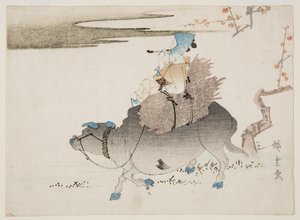 Kvægmand og en ko (træbloktryk i farver) af Ando or Utagawa Hiroshige