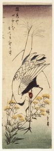 Trane med vild sennep (træbloktryk i farver) af Ando or Utagawa Hiroshige